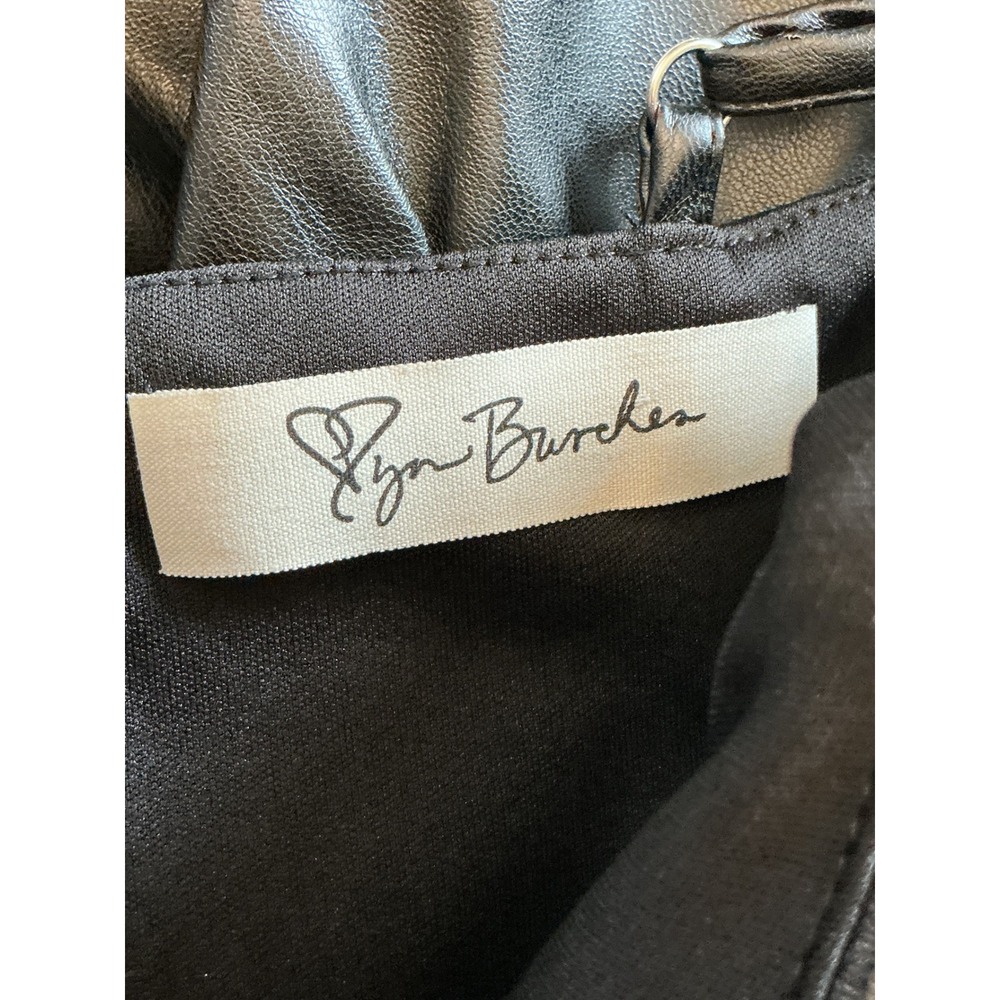 Ryan Burchen Black Faux Leather Cowl Neck Ruched Mini Dress XS A1286-1T - Picture 8 of 12